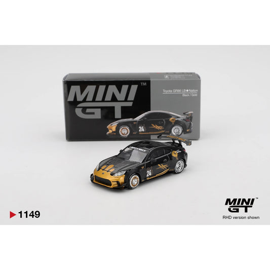 Mini GT 1:64 Toyota GR86 LB★Nation Black Gold die-cast model car #1149 MGT01149