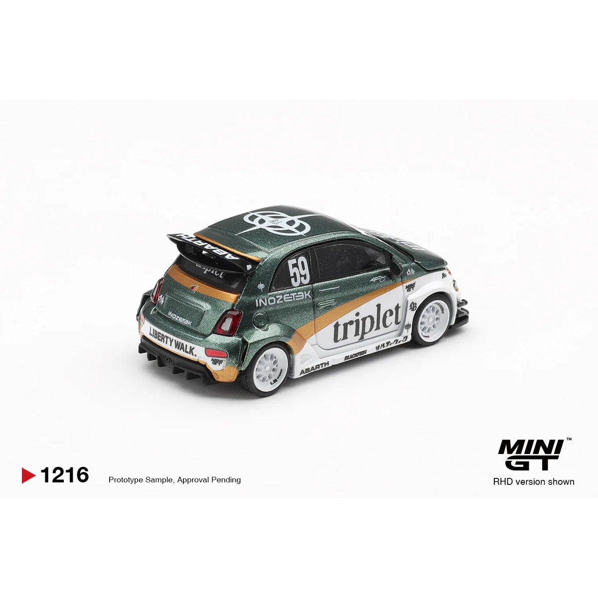 Mini GT 1:64 Abarth 595 LB-WORKS TY Edition MGT01216 die-cast model.