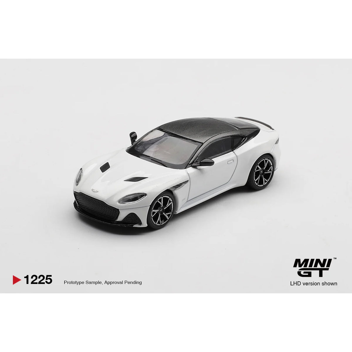 Mini GT 1:64 Aston Martin DBS in Stratus White MGT01225 die-cast model.
