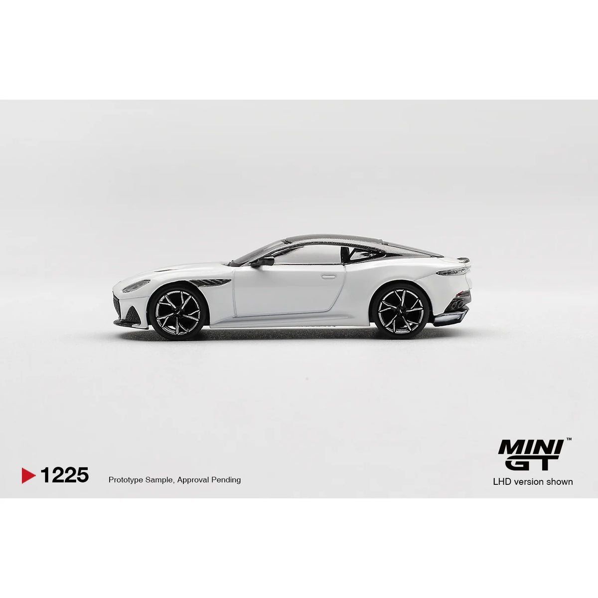 Mini GT 1:64 Aston Martin DBS in Stratus White MGT01225 die-cast model.