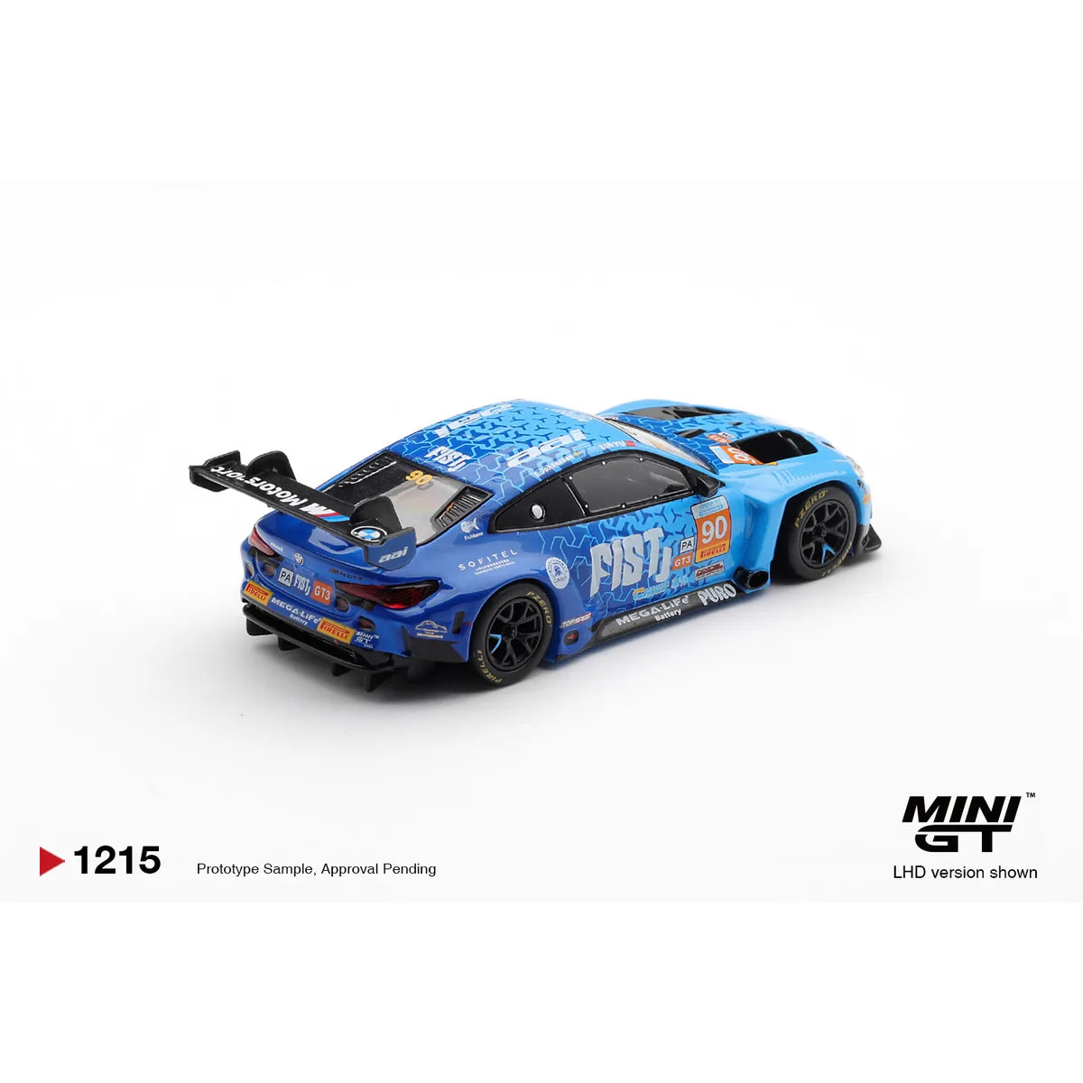 Mini GT 1:64 BMW M4 GT3 EVO #90 FIST Team AAI 2025 China GT blue racing diecast model with China-market packaging MGT01215-CH