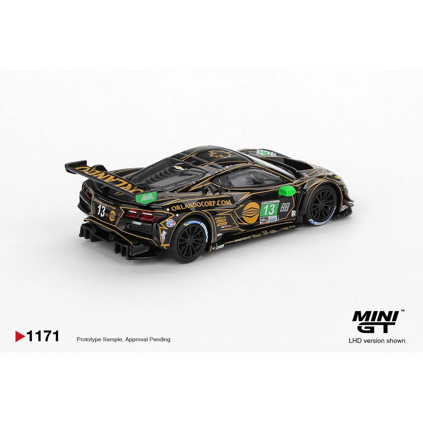Mini GT 1:64 Chevrolet Corvette Z06 GT3.R #13 AWA 2025 IMSA Daytona 24 Hrs MGT01171 die-cast race car model.