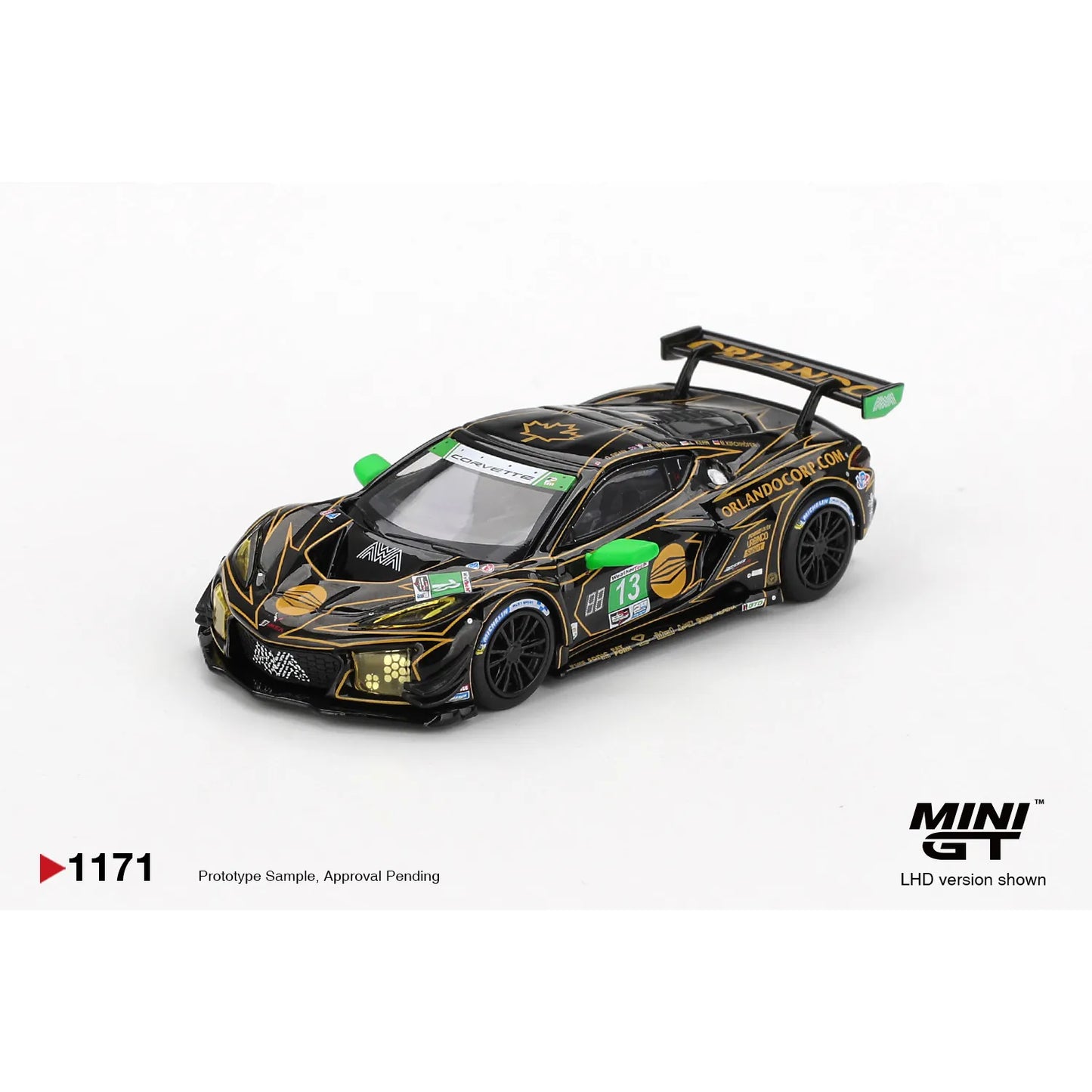 Mini GT 1:64 Chevrolet Corvette Z06 GT3.R #13 AWA 2025 IMSA Daytona 24 Hrs MGT01171 die-cast race car model.