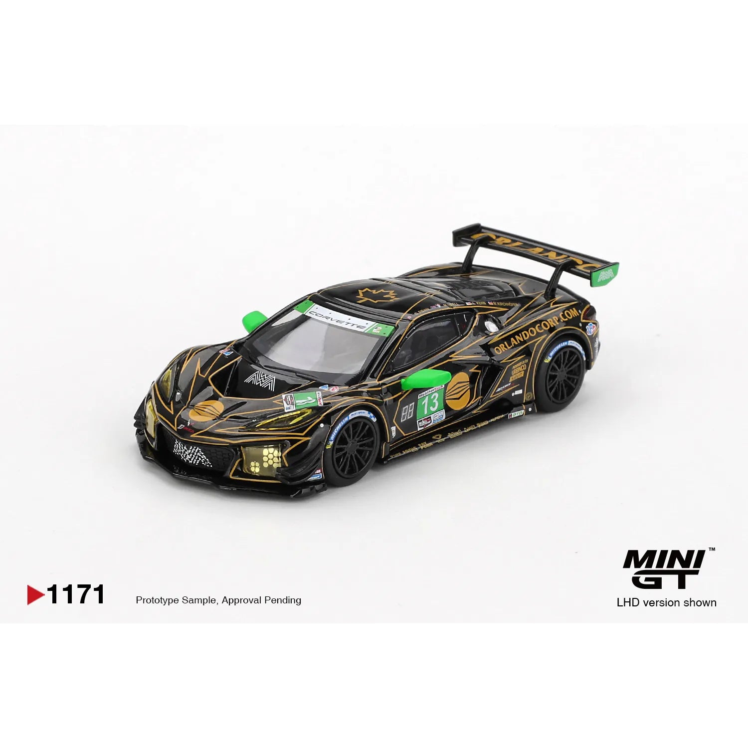 Mini GT 1:64 Chevrolet Corvette Z06 GT3.R #13 AWA 2025 IMSA Daytona 24 Hrs MGT01171 die-cast race car model.
