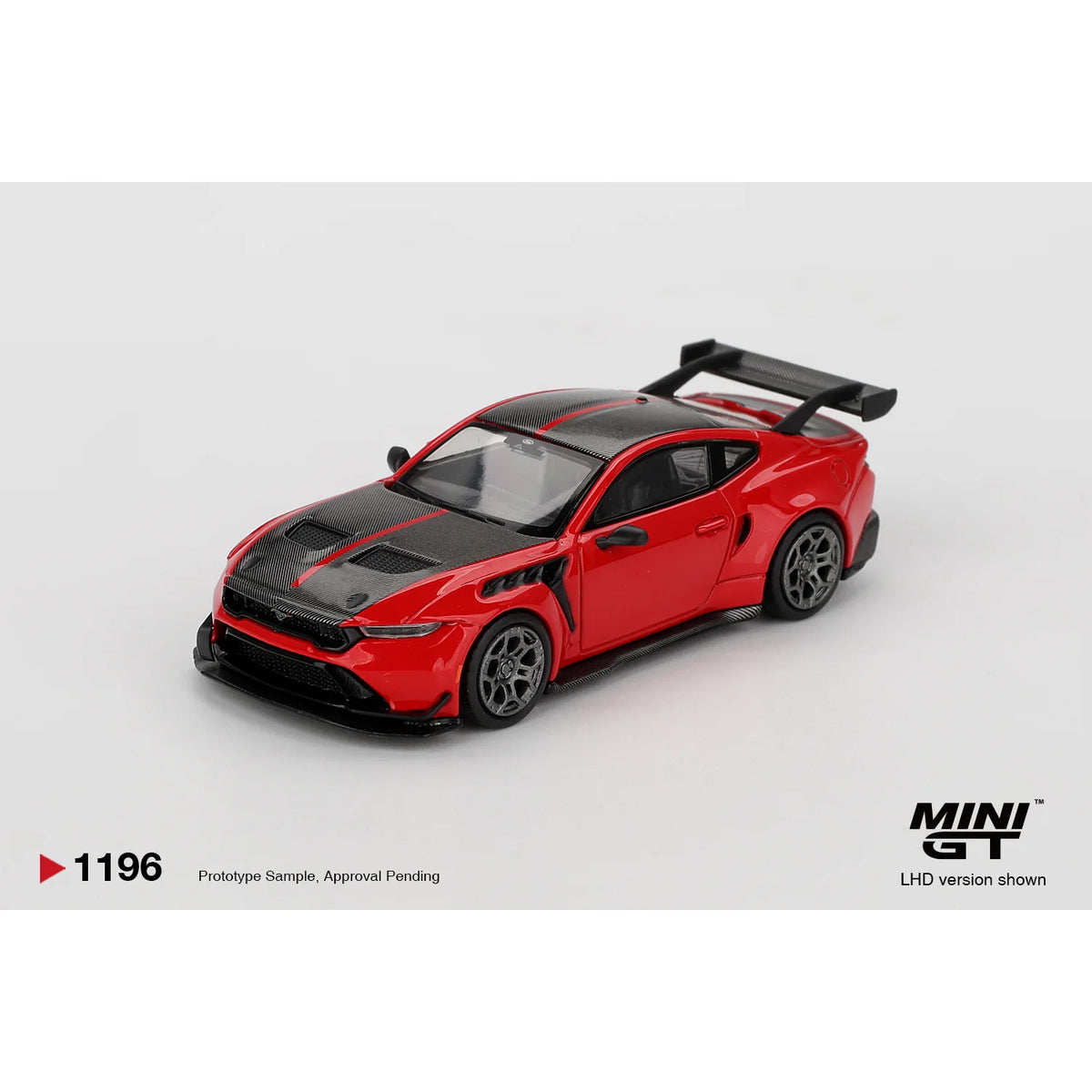 Mini GT 1:64 Ford Mustang GTD in Race Red MGT01196 die-cast model.