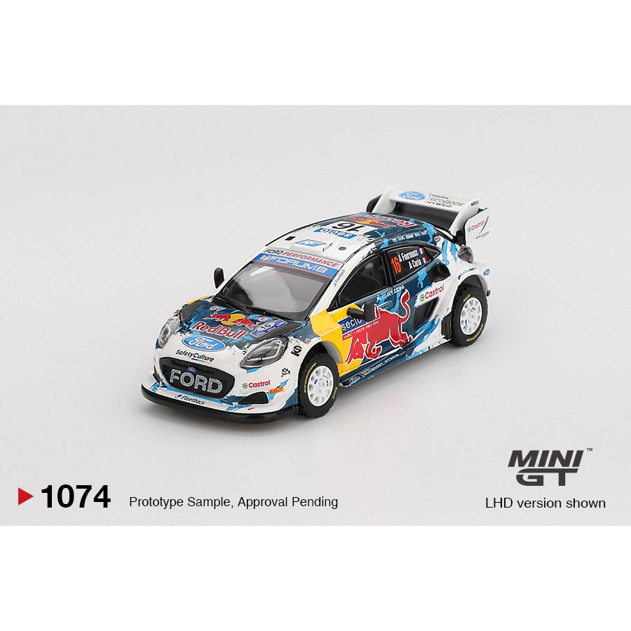 Mini GT 1:64 scale Ford Puma Rally1 #16 M-Sport Ford WRT 2024 Rally Finland die-cast model commemorating 3rd place finish