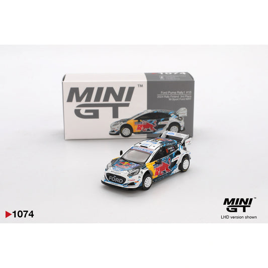 Mini GT 1:64 scale Ford Puma Rally1 #16 M-Sport Ford WRT 2024 Rally Finland die-cast model commemorating 3rd place finish