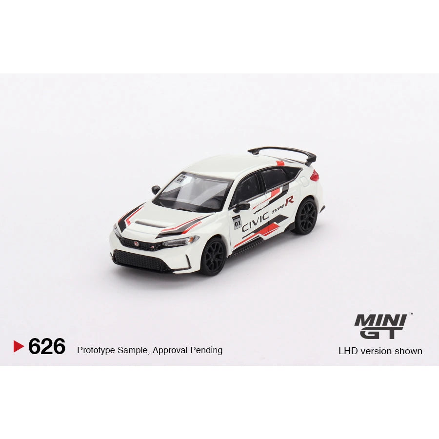 MiniGT 1:64 die-cast Honda Civic Type R in white with red and black 2023 Honda Thanks Day Vietnam event livery, boxed (LHD version shown).