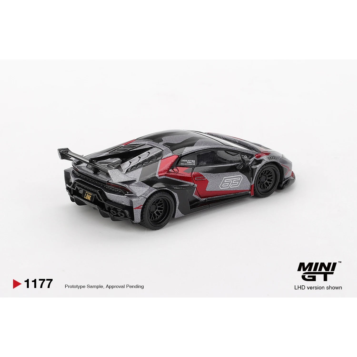 MINI GT 1:64 LB Works Lamborghini Huracan GT RONIN die-cast model.
