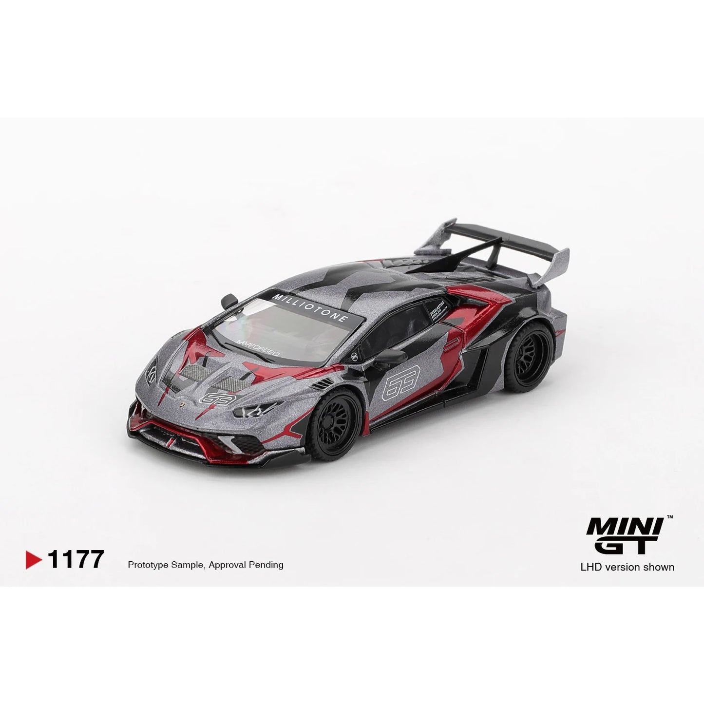 MINI GT 1:64 LB Works Lamborghini Huracan GT RONIN die-cast model.