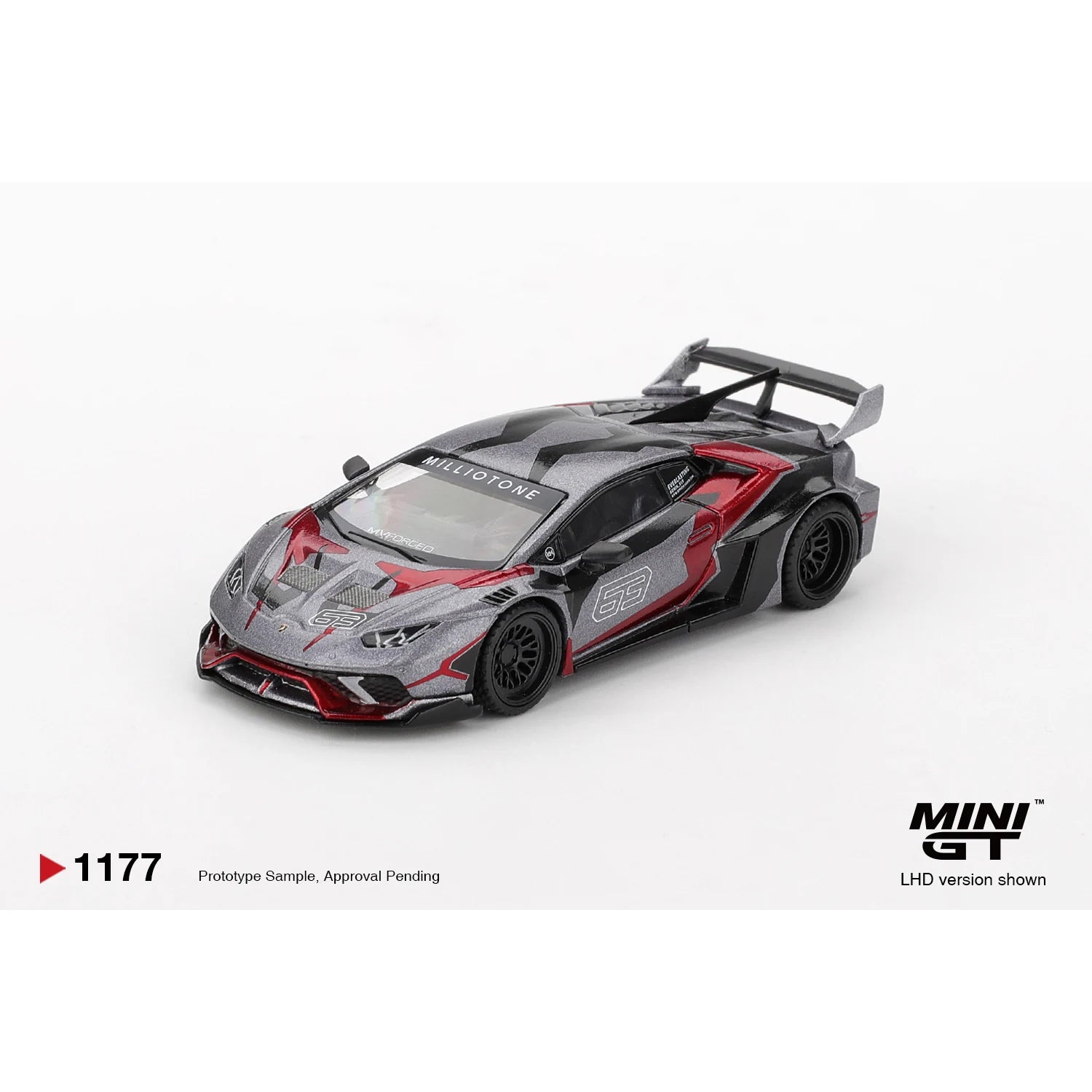 MINI GT 1:64 LB Works Lamborghini Huracan GT RONIN die-cast model.
