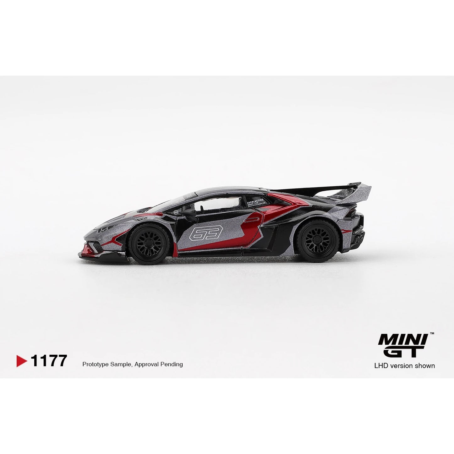 MINI GT 1:64 LB Works Lamborghini Huracan GT RONIN die-cast model.