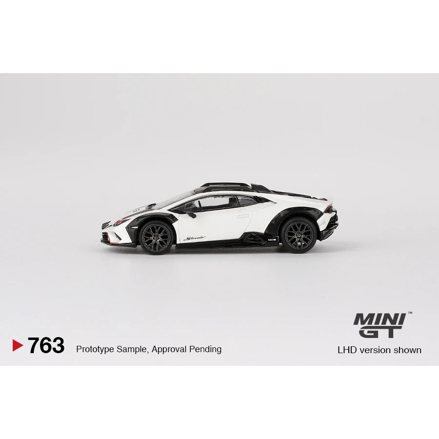 MiniGT 1:64 Lamborghini Huracán Sterrato in Blanco Asopo livery with box.