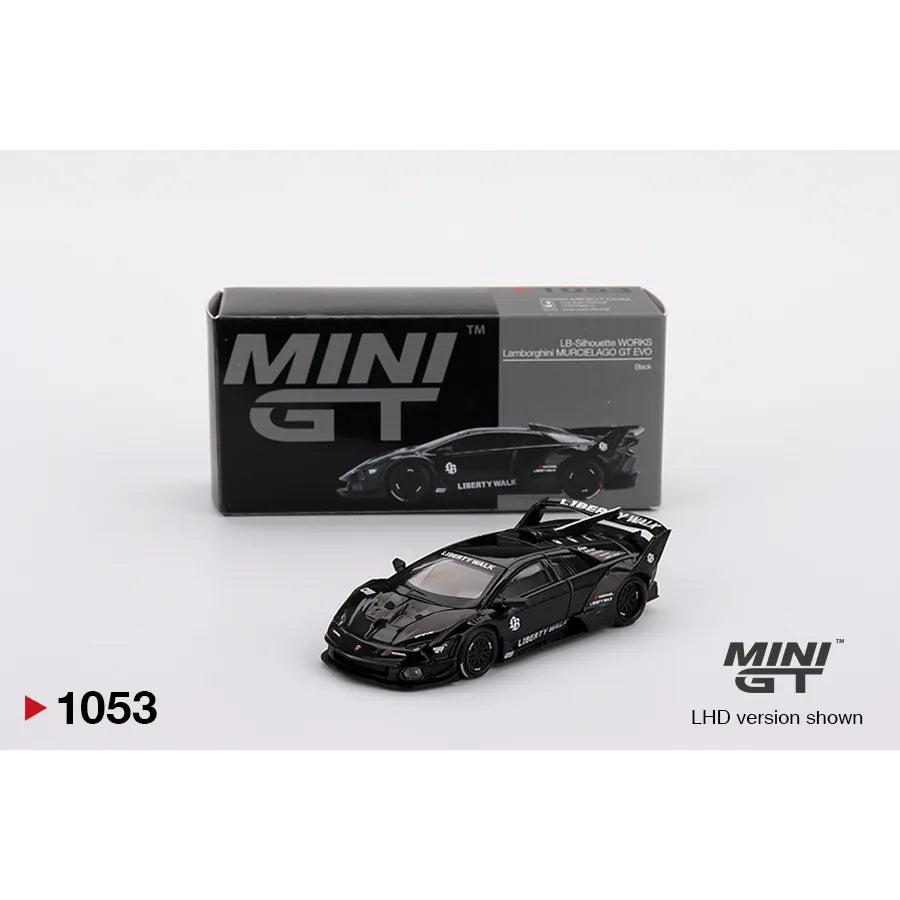 Mini GT 1:64 Lamborghini LB‑Silhouette WORKS Murciélago GT Evo – Black Die‑Cast Model #1053