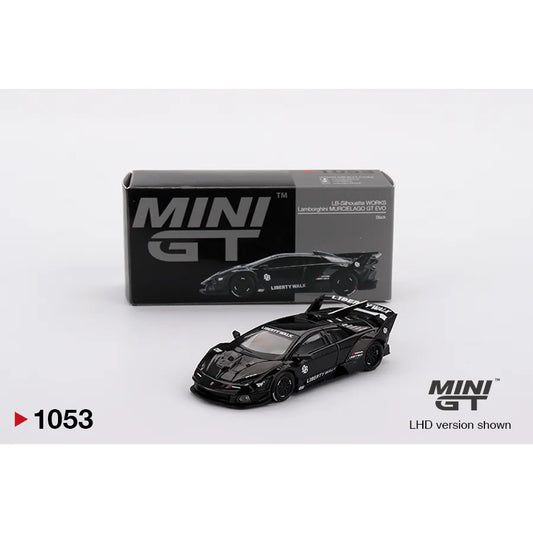 Mini GT 1:64 Lamborghini LB‑Silhouette WORKS Murciélago GT Evo – Black Die‑Cast Model #1053