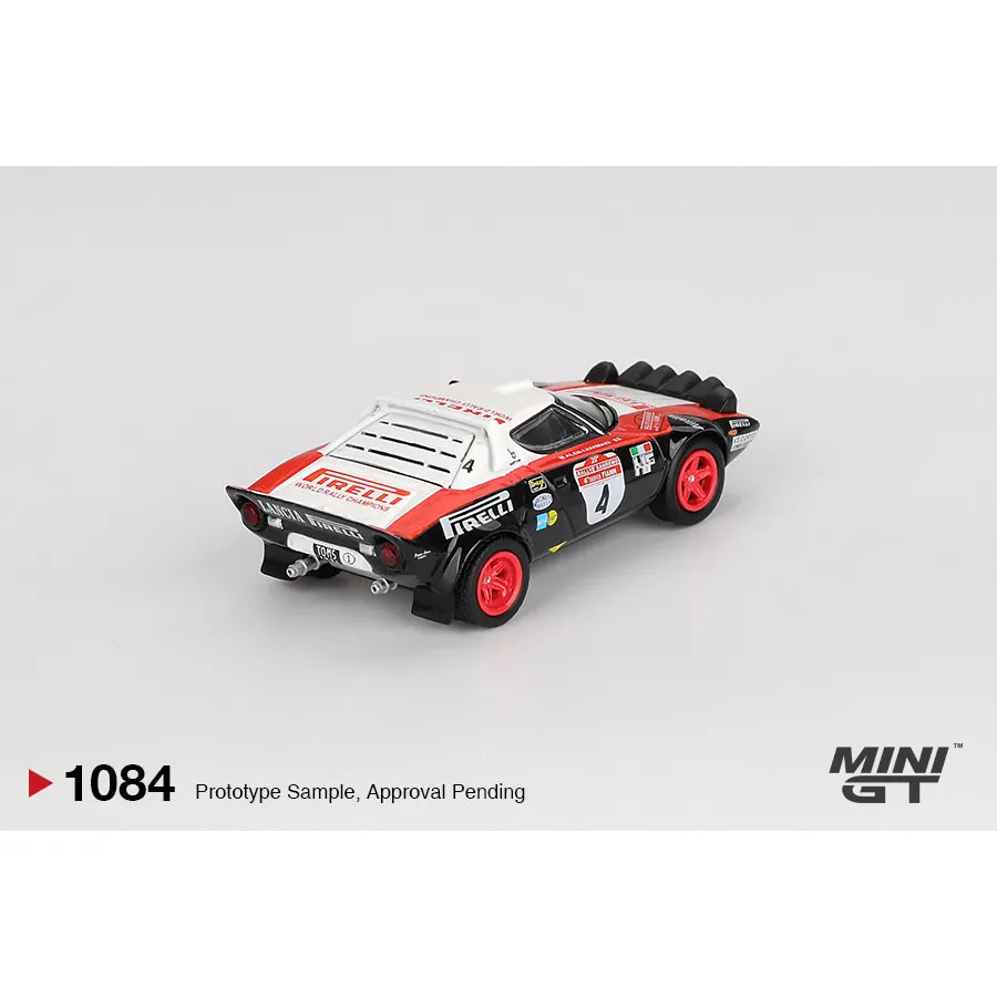 Mini GT 1:64 Lancia Stratos HF #4 1978 Rally Sanremo Winner MGT01084 die-cast model car.