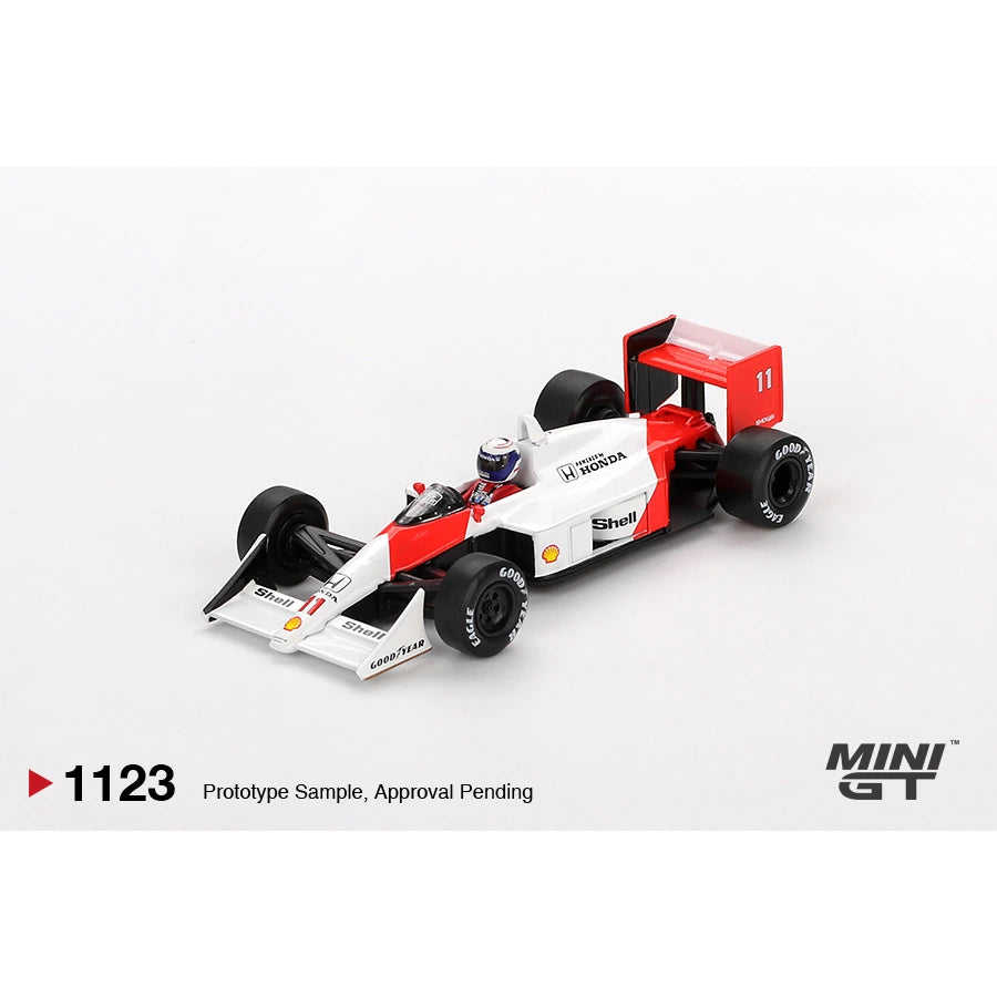 Mini GT 1:64 McLaren MP4/4 #11 Alain Prost 1988 Japanese Grand Prix 2nd Place MGT01123 die-cast model