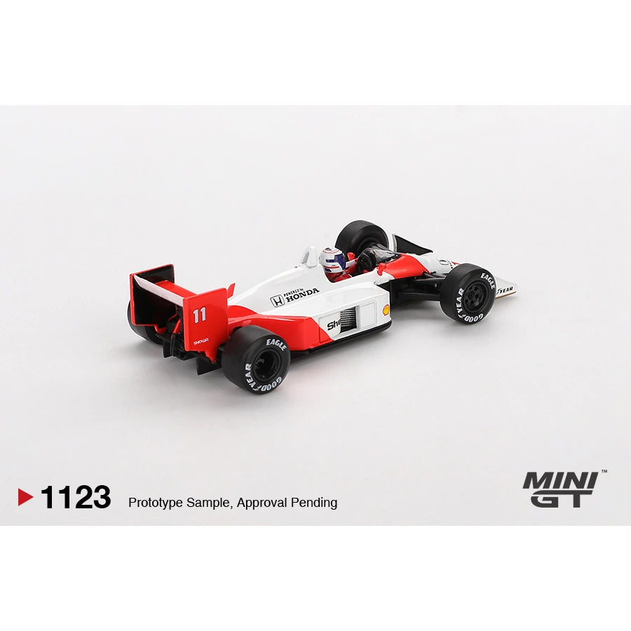 Mini GT 1:64 McLaren MP4/4 #11 Alain Prost 1988 Japanese Grand Prix 2nd Place MGT01123 die-cast model