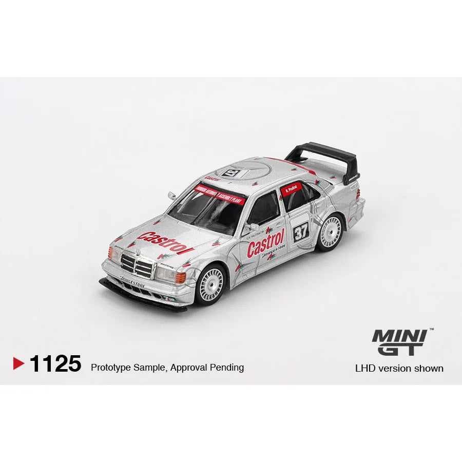 Mini GT 1:64 Mercedes-Benz 190E 2.5-16 Evolution II #37 1995 Asia Touring Car Championship silver Castrol racing diecast model MGT01125-L
