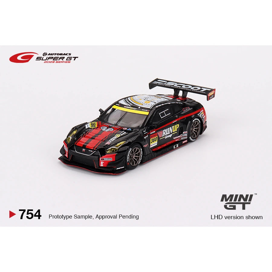 MiniGT 1:64 Nissan GT-R NISMO GT3 #360 RUNUP RIVAUX GT-R TOMEI SPORTS 2023 Super GT Series die-cast model