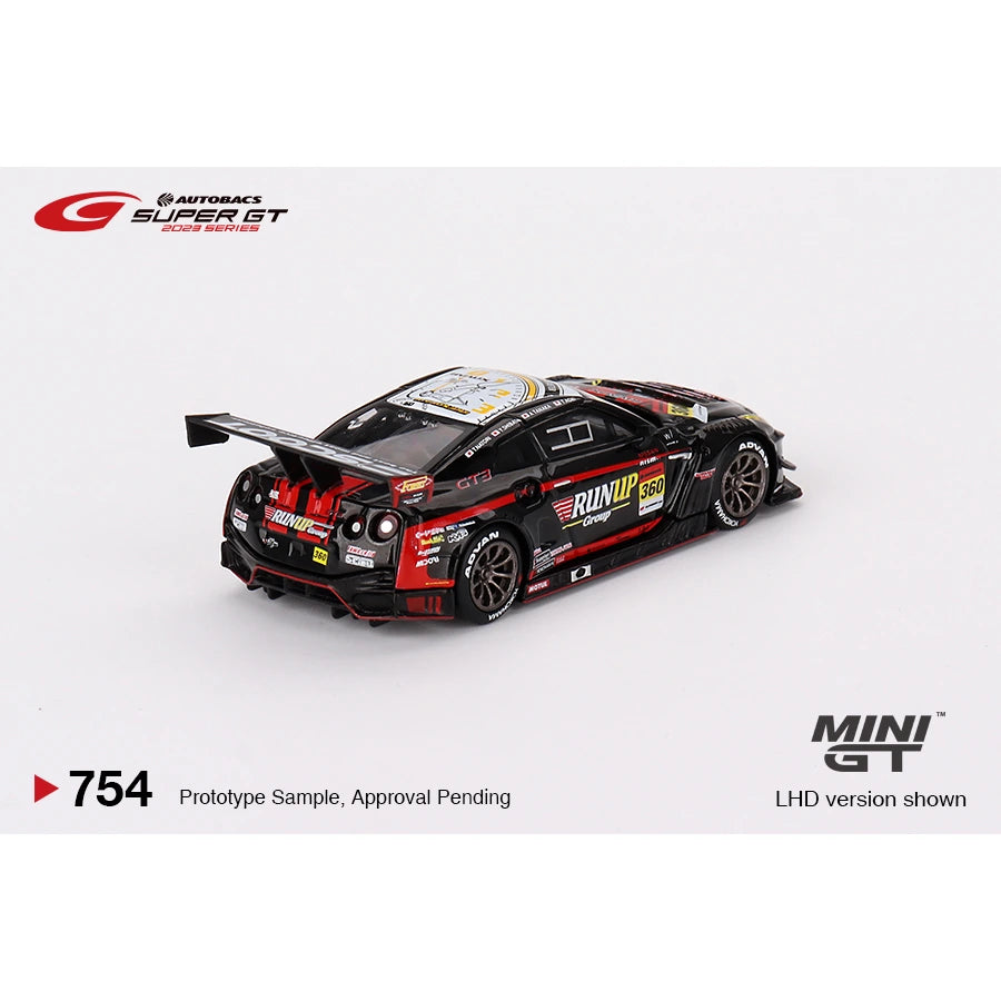 MiniGT 1:64 Nissan GT-R NISMO GT3 #360 RUNUP RIVAUX GT-R TOMEI SPORTS 2023 Super GT Series die-cast model