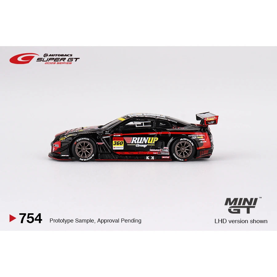 MiniGT 1:64 Nissan GT-R NISMO GT3 #360 RUNUP RIVAUX GT-R TOMEI SPORTS 2023 Super GT Series die-cast model