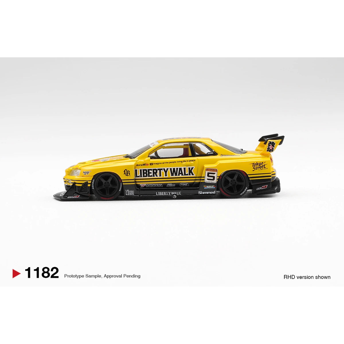 Mini GT 1:64 Nissan LB-ER34 Super Silhouette SKYLINE Sport Yellow MGT01182 die-cast model