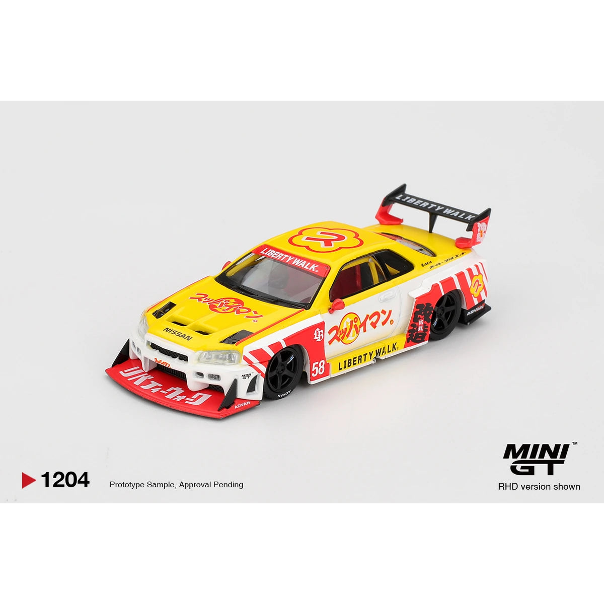 Mini GT 1:64 Nissan LB-ER34 Super Silhouette SKYLINE Suppaiman Okinawa MGT01204 die-cast model