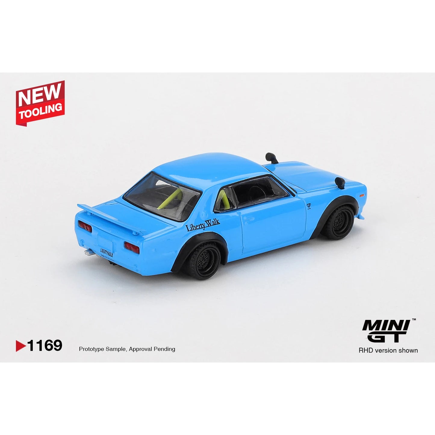 Mini GT 1:64 Nissan LB★Works Hakosuka Baby Blue MGT01169 die-cast collectible model.