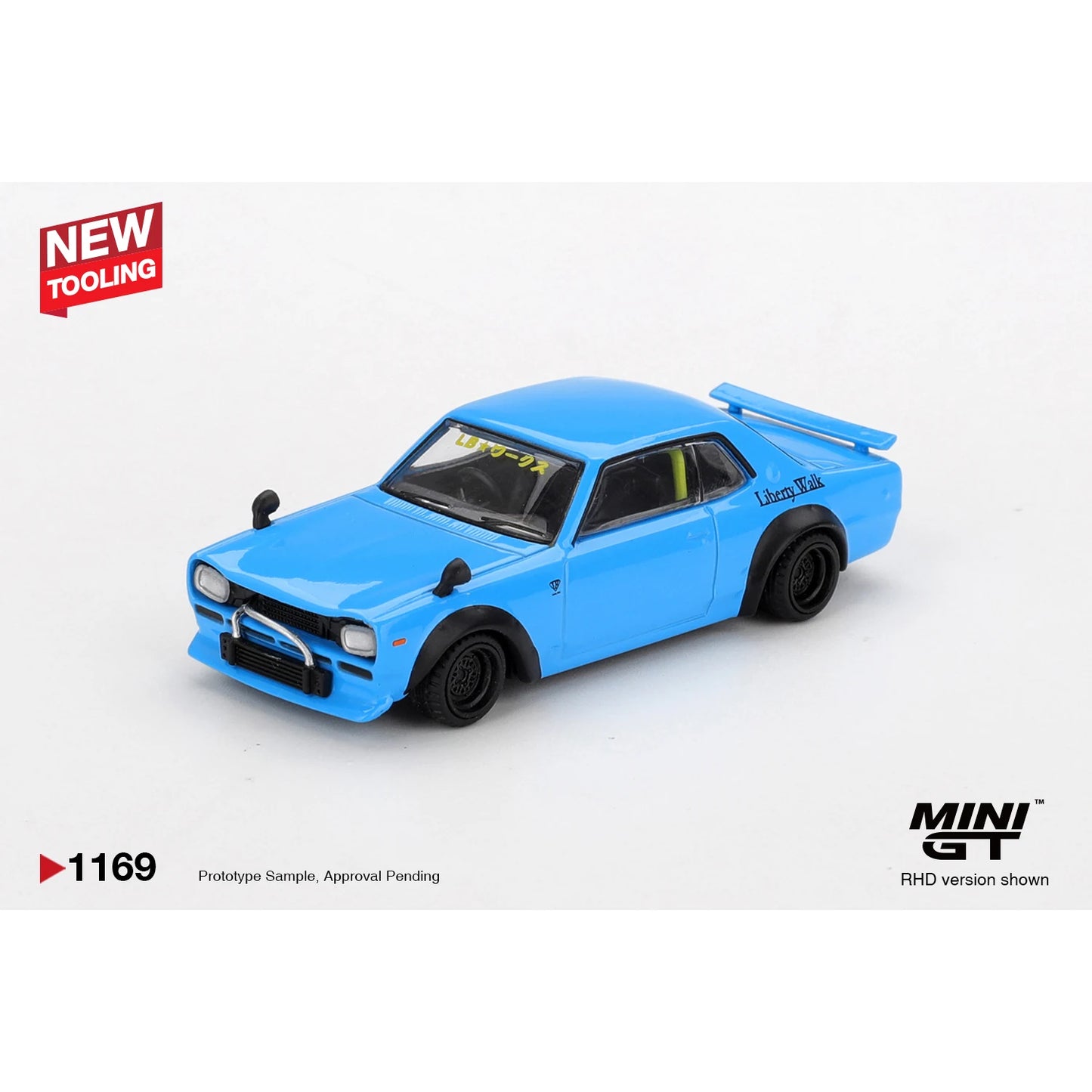 Mini GT 1:64 Nissan LB★Works Hakosuka Baby Blue MGT01169 die-cast collectible model.