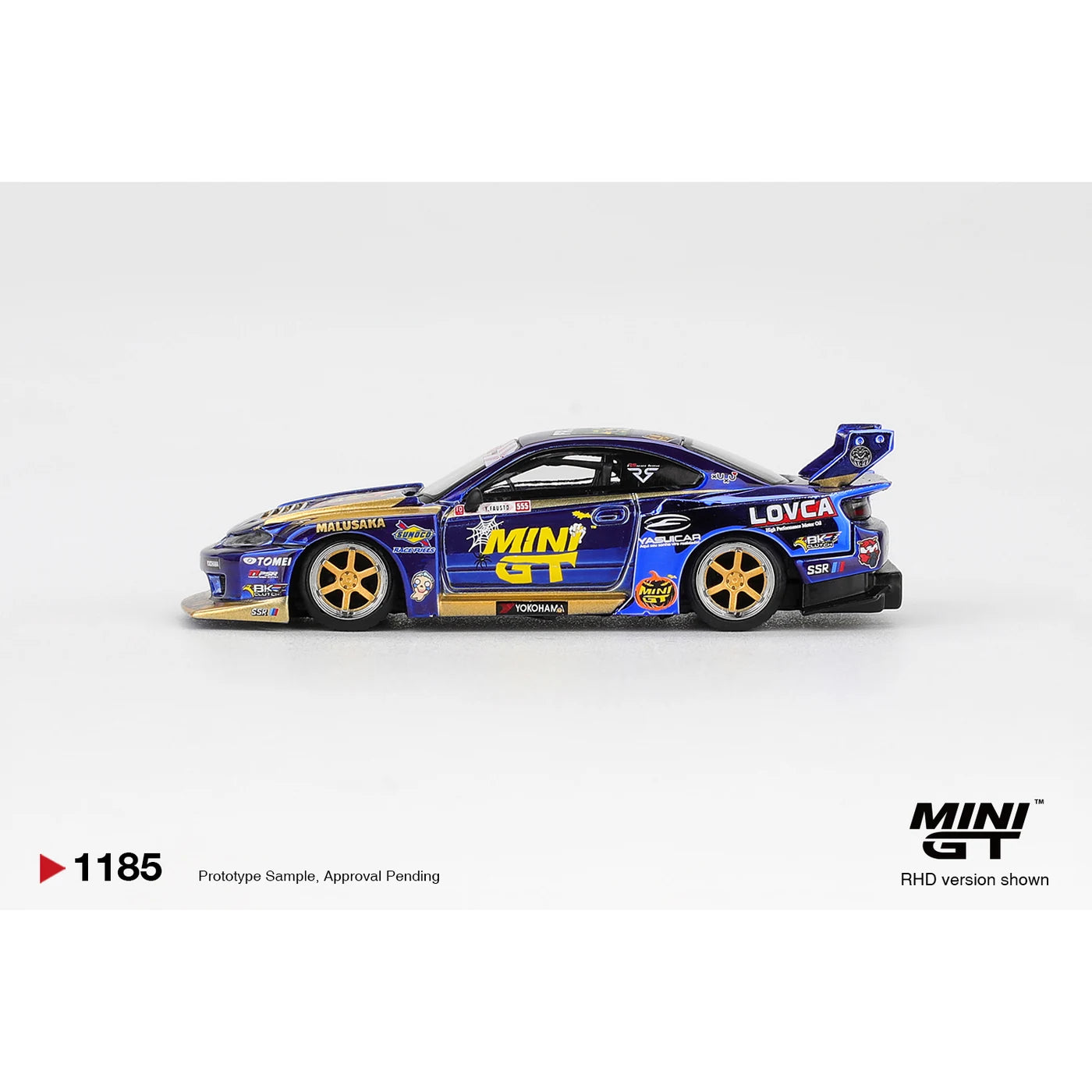MINI GT 1:64 Nissan LB-Super Silhouette S15 SILVIA number 555 Team MINI GT Liberty Walk 2025 Formula Drift Halloween Special die-cast model.
