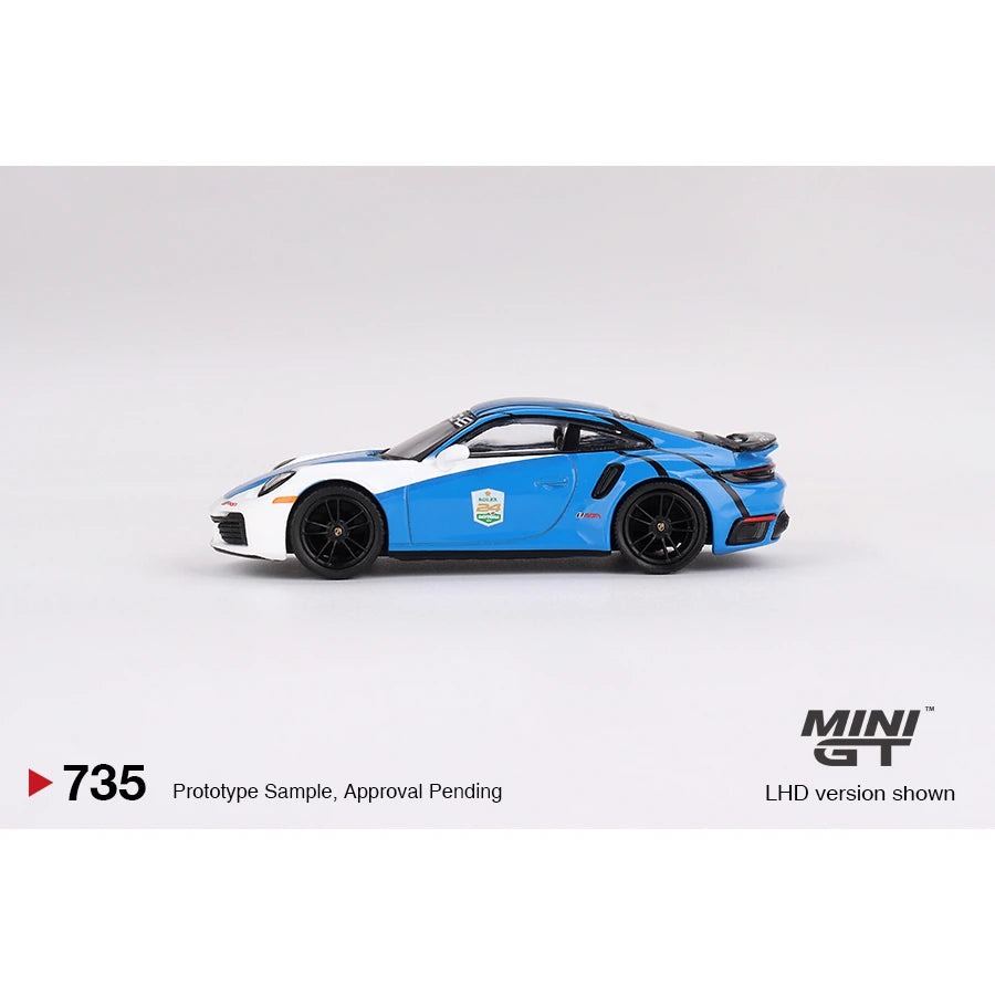 MiniGT 1:64 Porsche 911 Turbo S die-cast model in 2023 IMSA Daytona 24Hrs Safety Car livery – #735