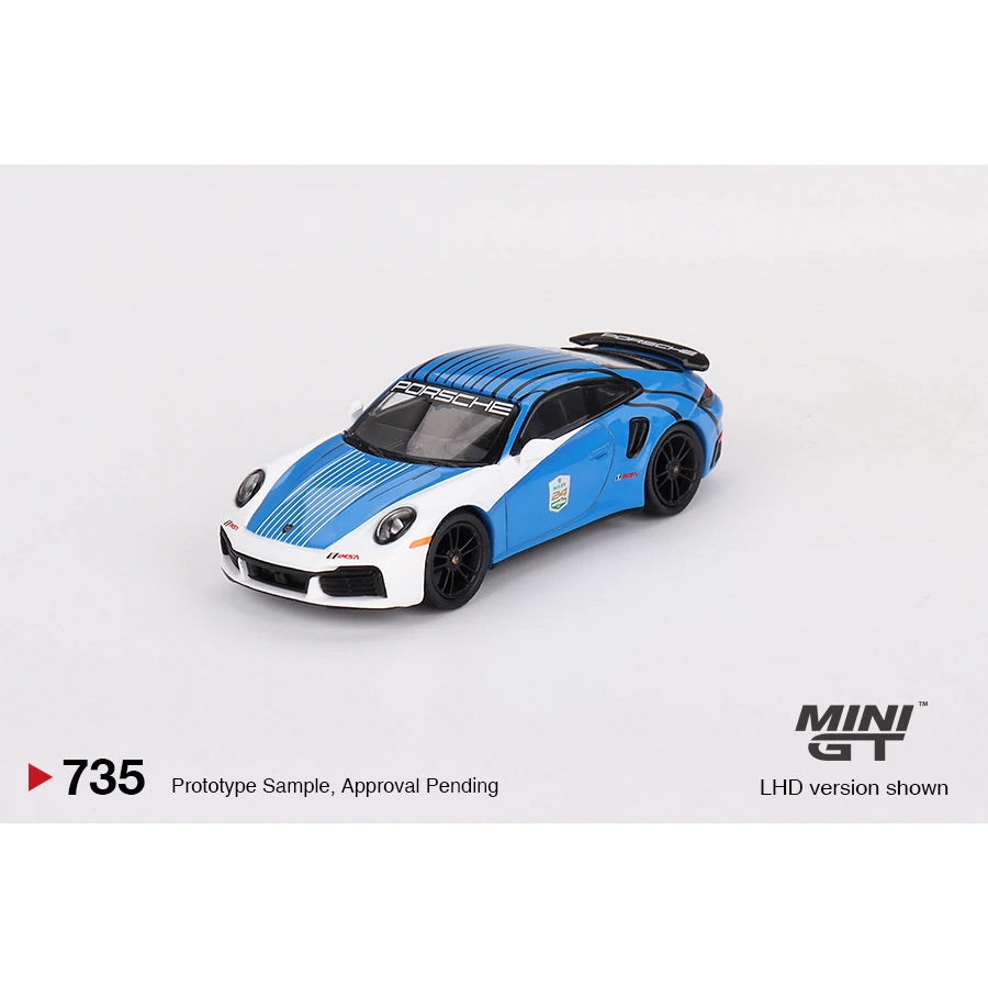 MiniGT 1:64 Porsche 911 Turbo S die-cast model in 2023 IMSA Daytona 24Hrs Safety Car livery – #735