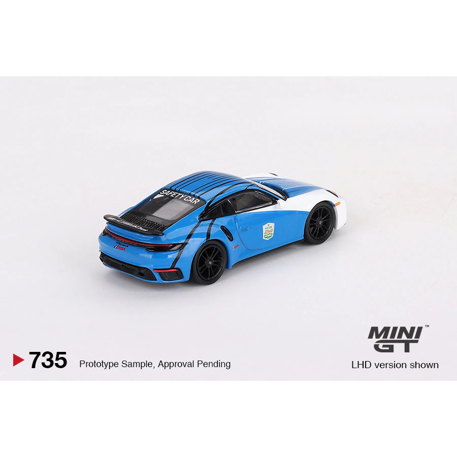MiniGT 1:64 Porsche 911 Turbo S die-cast model in 2023 IMSA Daytona 24Hrs Safety Car livery – #735