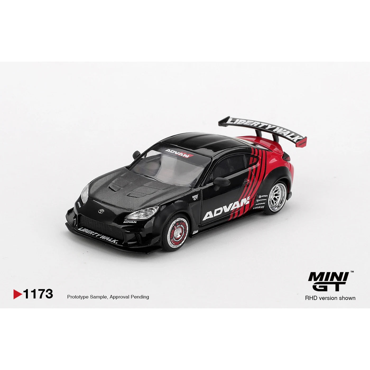 MINI GT 1:64 Toyota GR86 LB Nation Advan die-cast model.