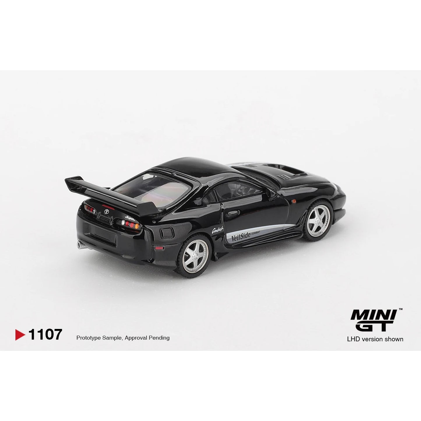 Mini GT 1:64 Toyota Supra VeilSide Combat V-II Black MGT01107 die-cast collectible model.