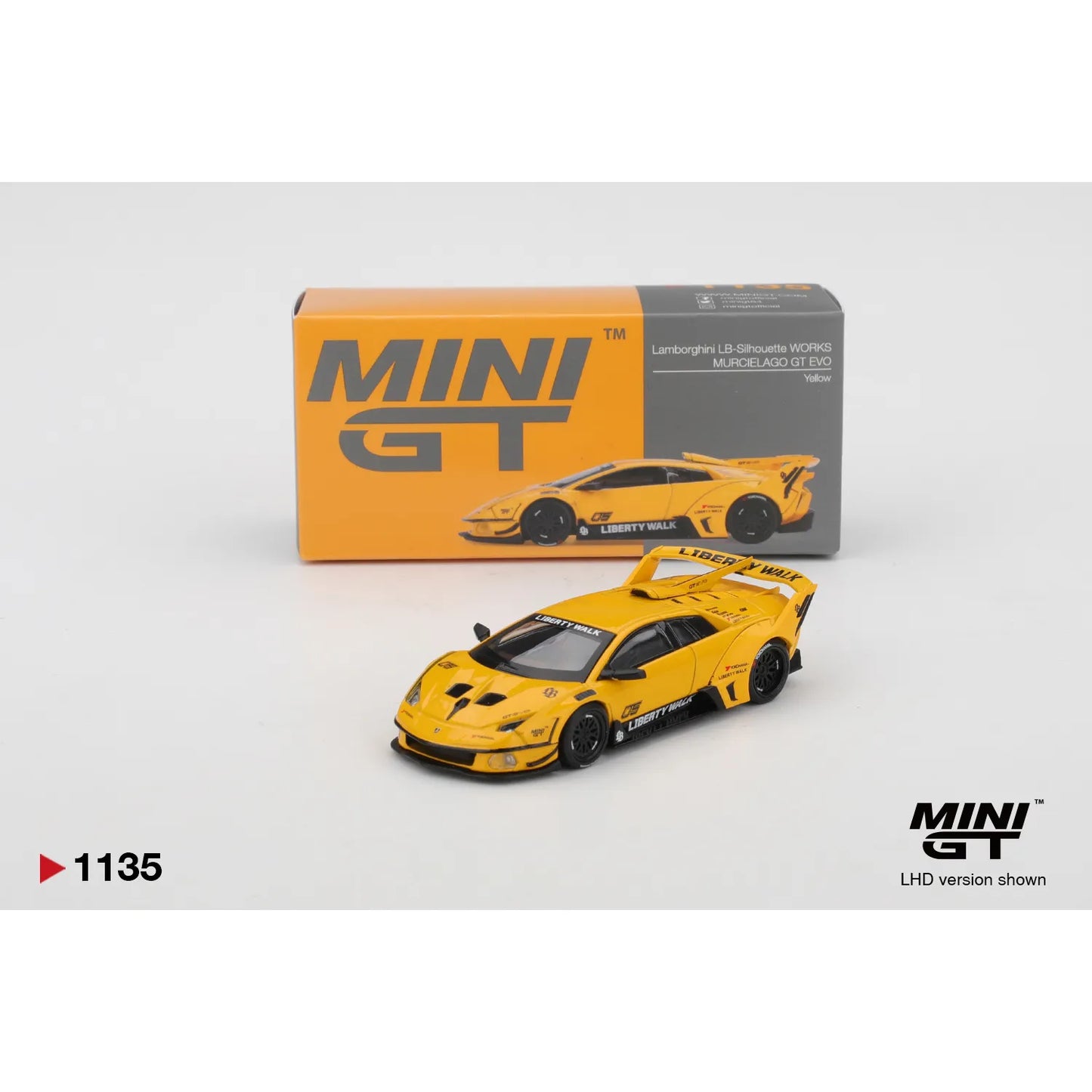 Mini GT 1:64 Lamborghini LB-Silhouette Works Murcielago GT Evo Yellow collectible model car #1135 MGT01135