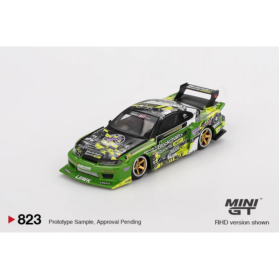 Mini GT 1:64 scale Nissan LB-Super Silhouette S15 Silvia #555 V2 2024 Formula Drift Japan #823 MGT00823 die-cast model.