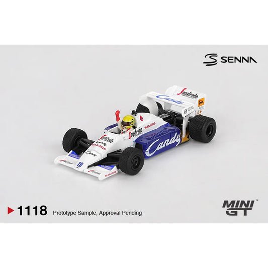 Mini GT 1:64 Toleman TG184 #19 Ayrton Senna Monaco GP 1984 Formula 1 die-cast model car.