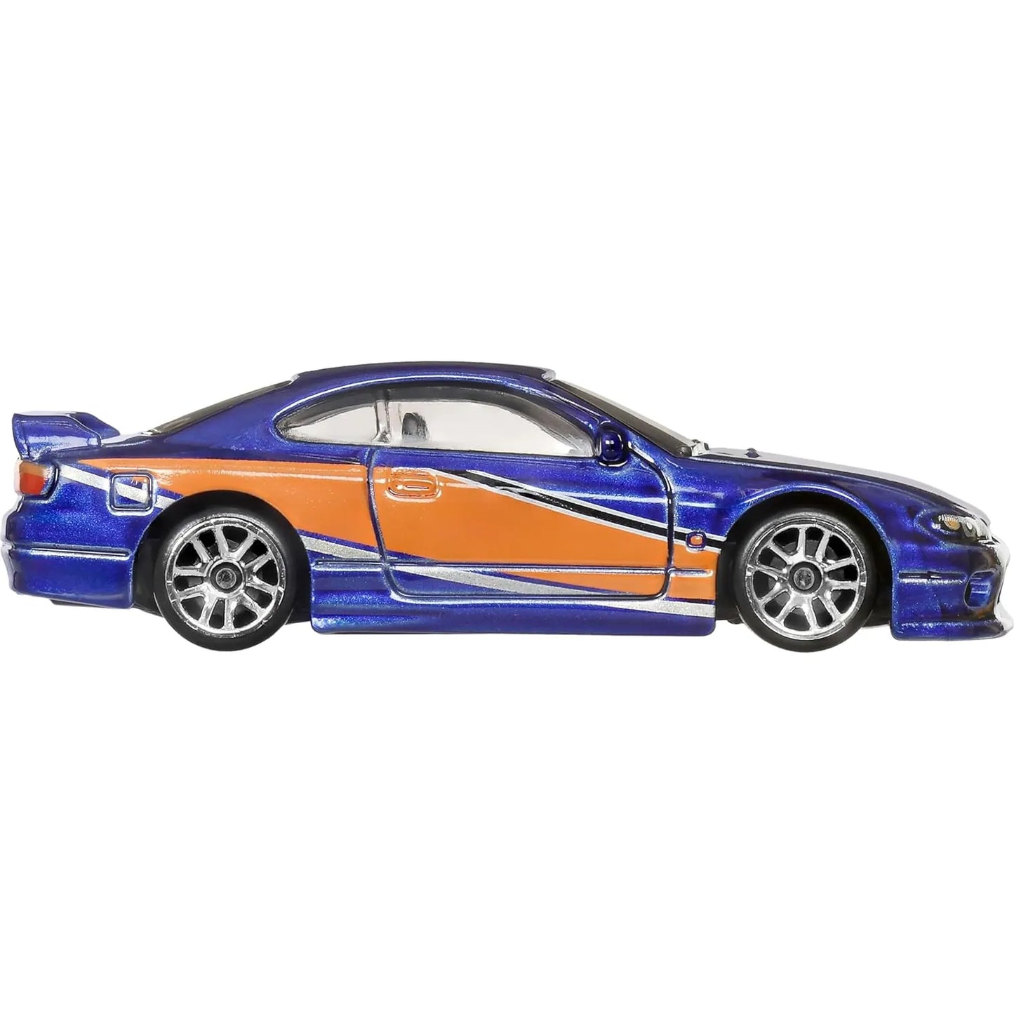 Hot Wheels 1:64 Nissan Silvia S15 Mona Lisa Fast & Furious Tokyo Drift blue and orange Silver Series die-cast car.