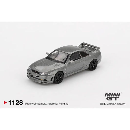 Mini GT 1:64 Nissan Skyline GT-R NISMO BCNR33 CRS Version Dark Metal Gray die-cast model.