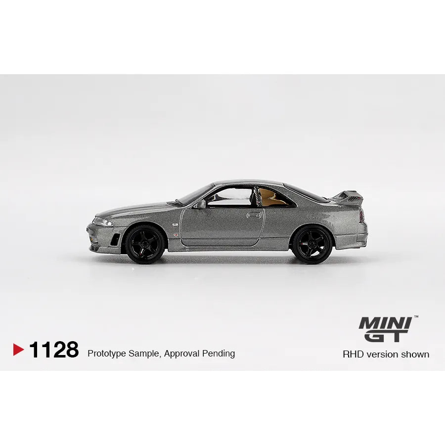 Mini GT 1:64 Nissan Skyline GT-R NISMO BCNR33 CRS Version Dark Metal Gray die-cast model.