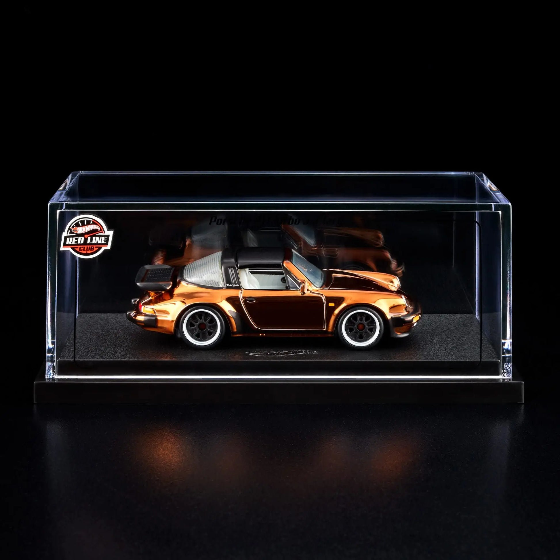 Hot Wheels RLC Exclusive 1988 Porsche 911 Targa Turbo in Spectraflame Brown with removable targa top, opening rear engine cover and Real Riders Fifteen52 Outlaw wheels.