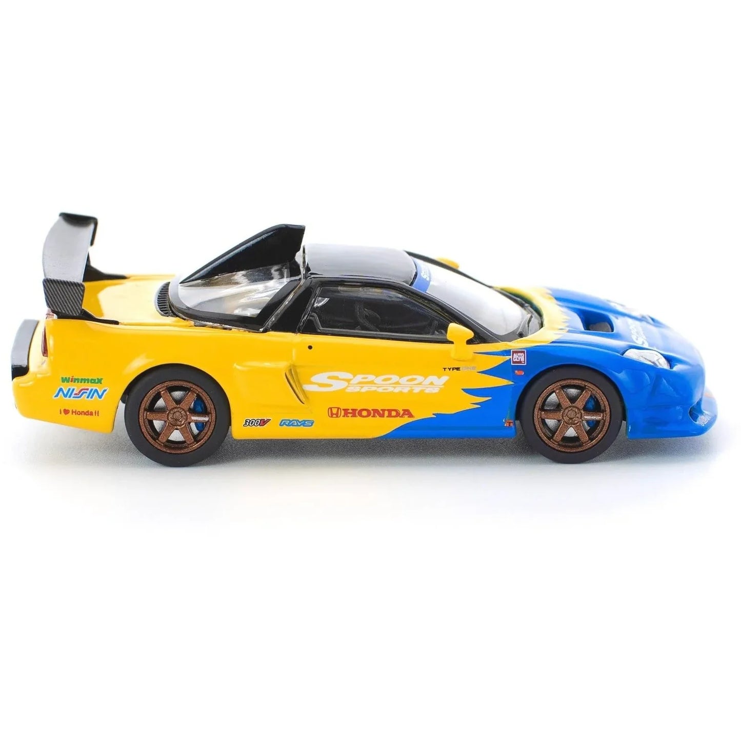 PR64 1:64 Honda NSX R GT Spoon Sports diecast model car in blue and yellow racing livery PR64-310 PR640310-L.