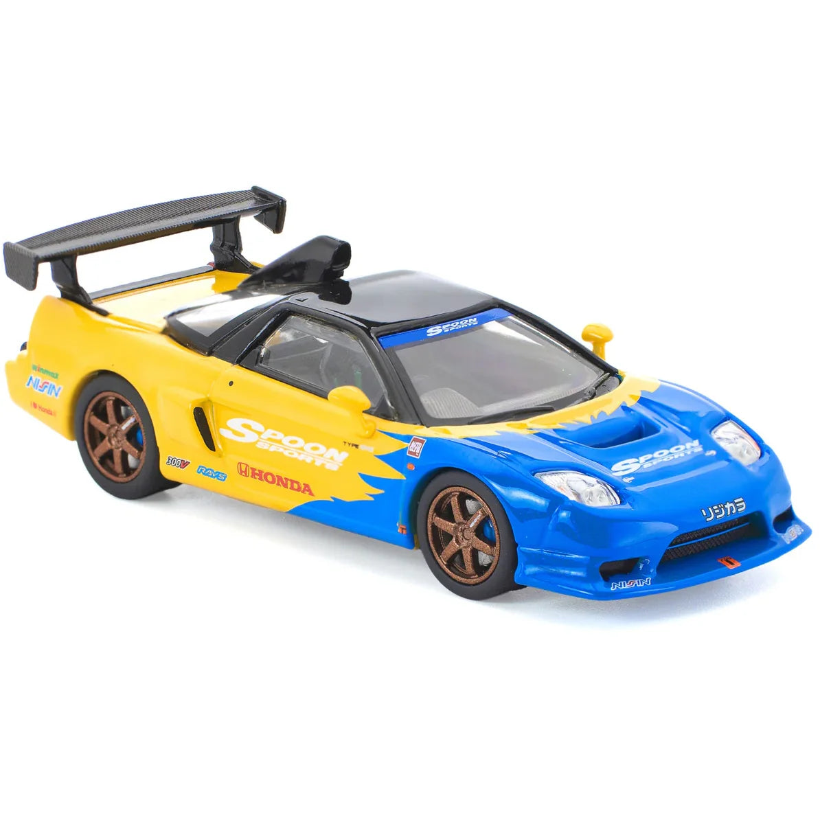 PR64 1:64 Honda NSX R GT Spoon Sports diecast model car in blue and yellow racing livery PR64-310 PR640310-L.