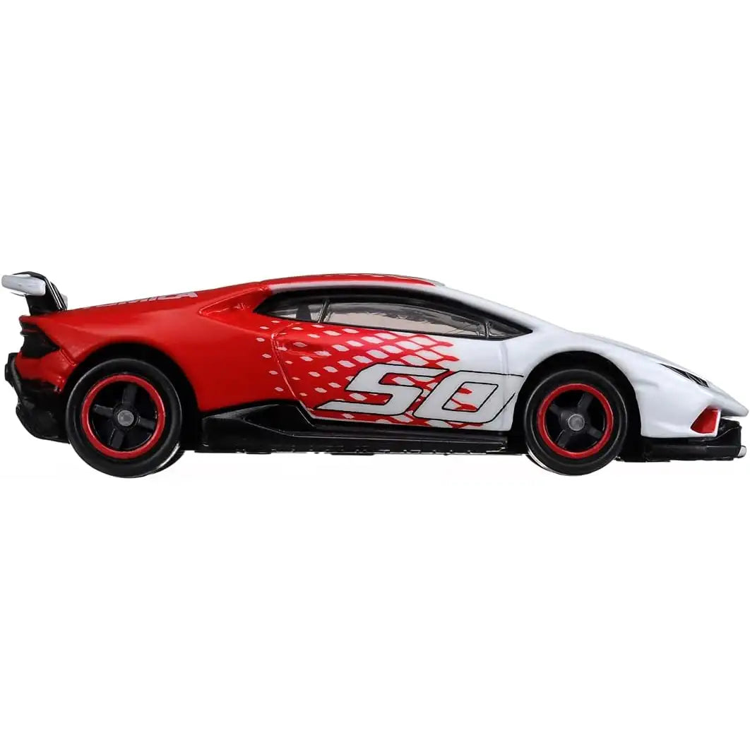 Tomica Lamborghini Huracán Performante 50th Anniversary red and white die-cast model by Takara Tomy