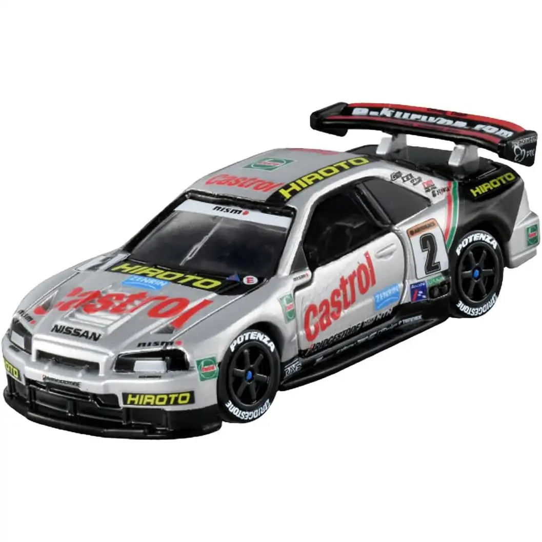 Tomica Premium Nissan GT-R R34 Castrol Nismo racing die-cast model by Takara Tomy