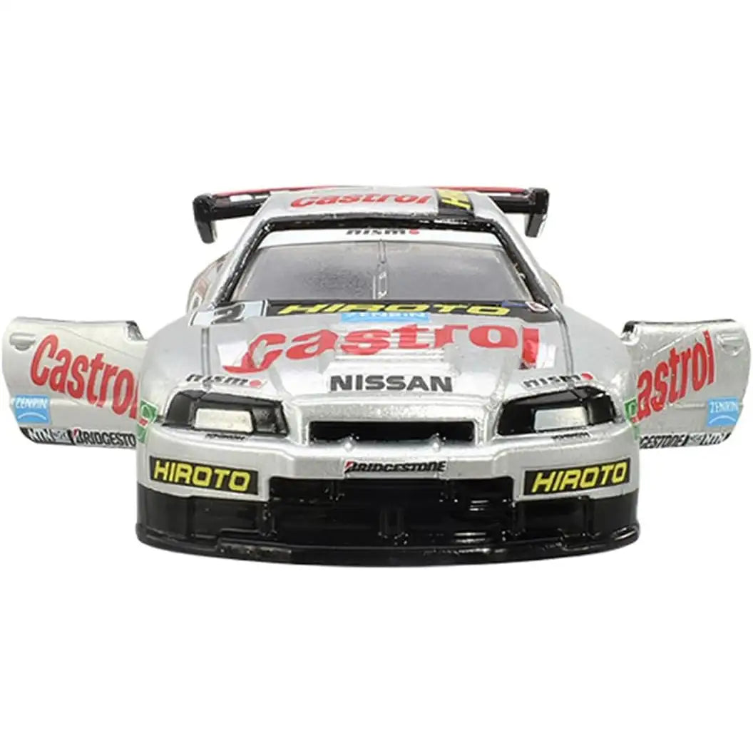 Tomica Premium Nissan GT-R R34 Castrol Nismo racing die-cast model by Takara Tomy