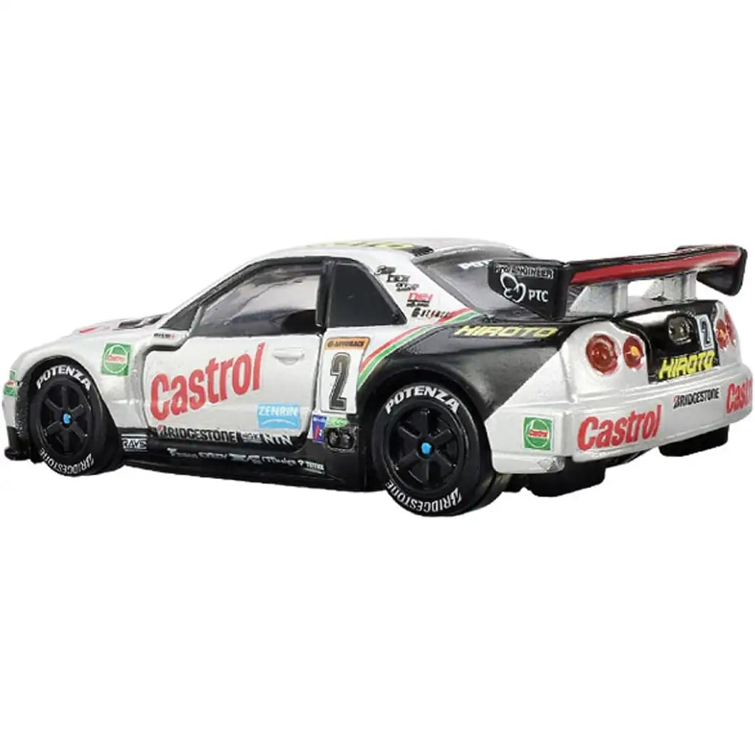 Tomica Premium Nissan GT-R R34 Castrol Nismo racing die-cast model by Takara Tomy