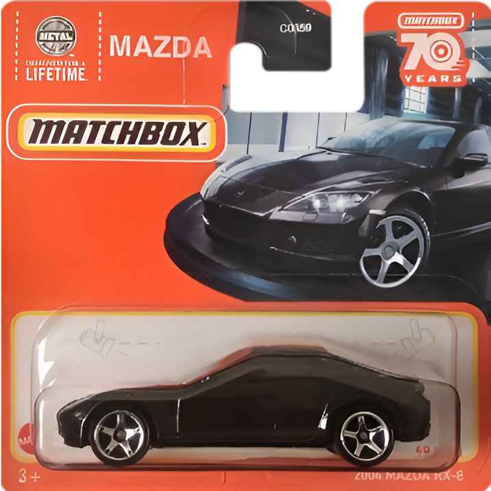 Matchbox 2004 Mazda RX-8 die-cast model from the 70 Years series, 49/100, 2023.